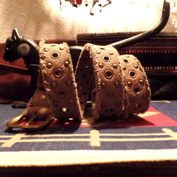 Free People Thick Cloth Belt with Grommets & Studs M/L - Picture 5 of 6